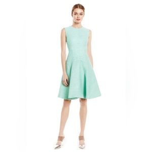 Lela Rose Metallic Tweed Seamed Godet Dress
